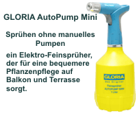 Um mehr zu GLORIA Haus- und Gartengeräte GmbH - Pflanzenpflege mit AutoPump Mini auch für Kleingärtner zu erfahren, hier anklicken.