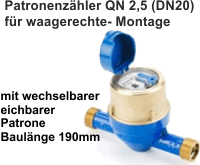 Um mehr zu Wasserzähler Patronenzähler QN 2,5 (DN20) für den Kleingärtner zu erfahren, hier anklicken.